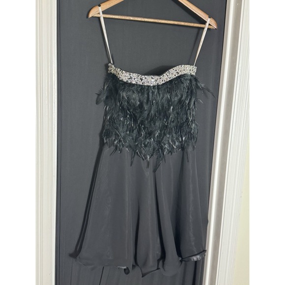 Atelier Alyce Black Strapless Tulle Dress Party Black Swan Feather Whimsigoth 6 - Picture 5 of 13